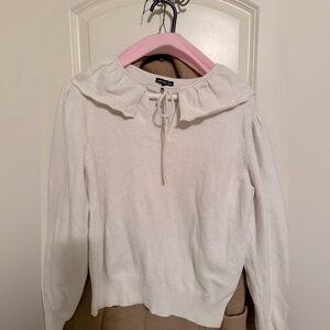 Tie collared sweater, size M, cream, by Who What Wear.
